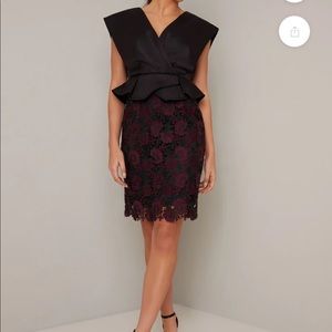 Chi Chi London Peplum crocheted mini dress